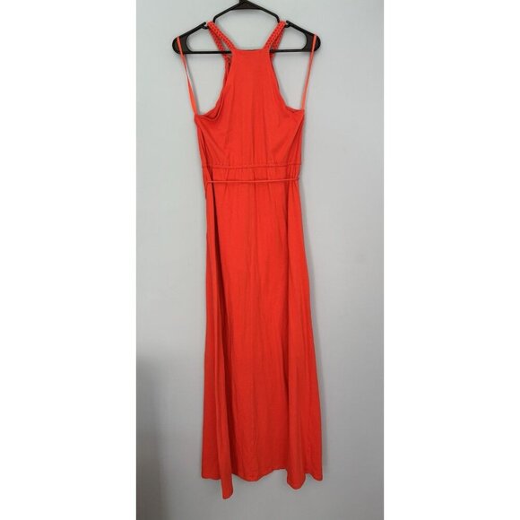 LAUREN Ralph Lauren Orange Sleeveless Maxi Dress Size Medium Crochet Belted - Picture 2 of 8